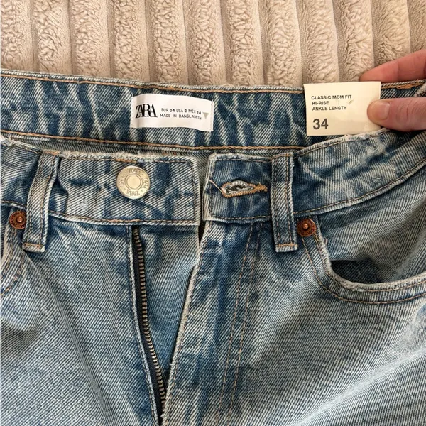 NWT Zara Classic Mom Fit Blue Denim Jeans - Image 3