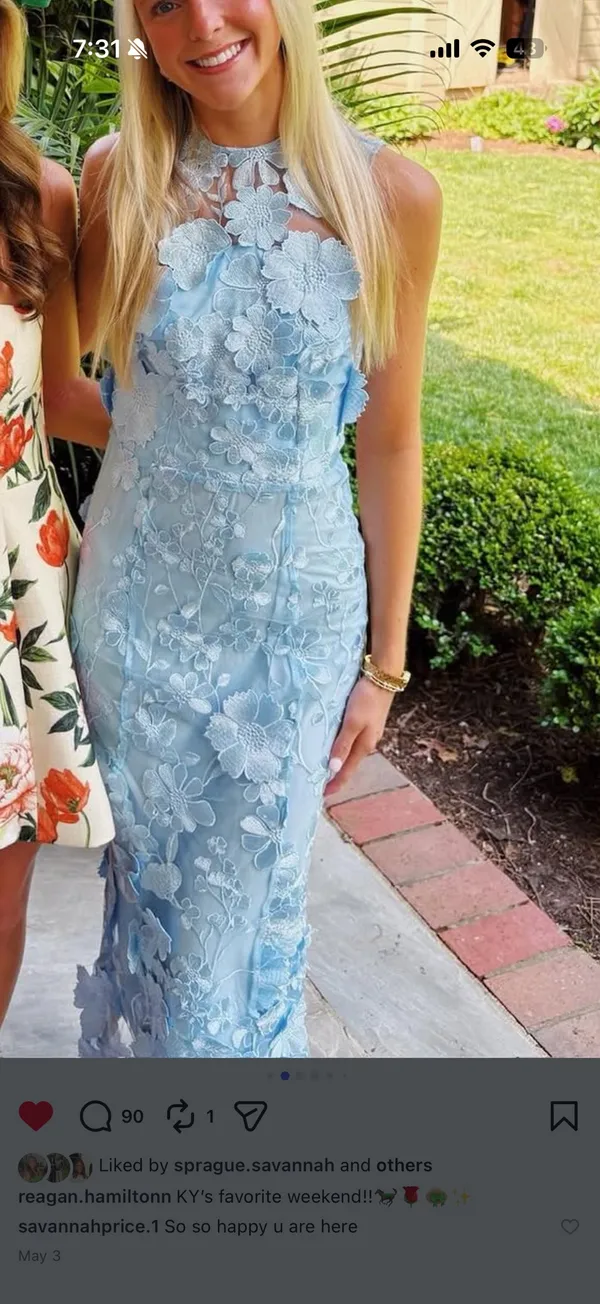 Light Blue floral lace midi dress - Image 3