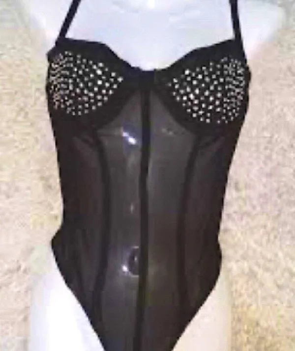 Haute Monde rinestone sheer body suit cami bustier Sz Medium NWT - Image 2
