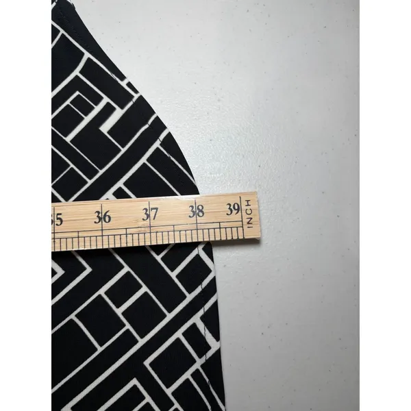 LAUREN‎ Ralph Lauren Dolman Sleeve Drawstring Waist Dress Medium Black Print - Image 9