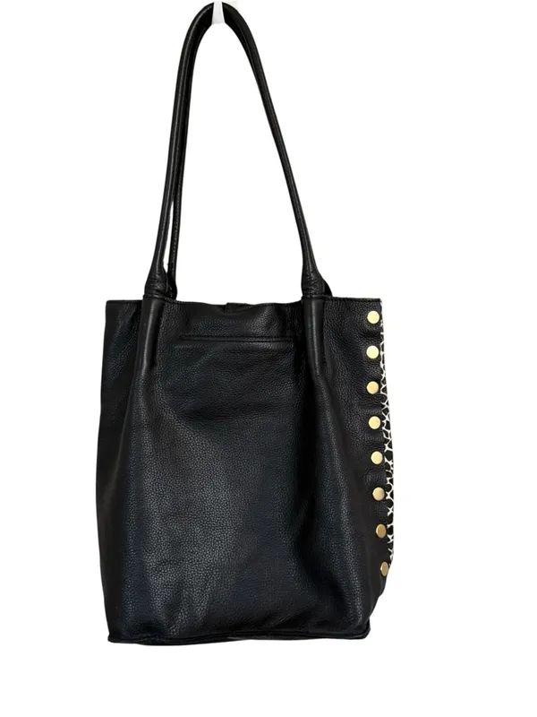 Hammitt Oliver Medium Dapple Calf Hair Leather Tote Black White Studded - Image 3