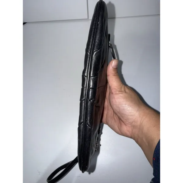 Coach Black‎ Leather Pleated Flap Wristlet Handbag Small Purse Bag L - Image 7