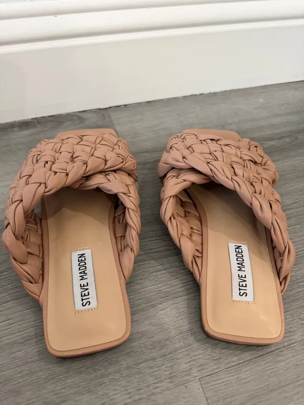 Steve Madden Braided Slide Mules in Nude Tan - Image 2