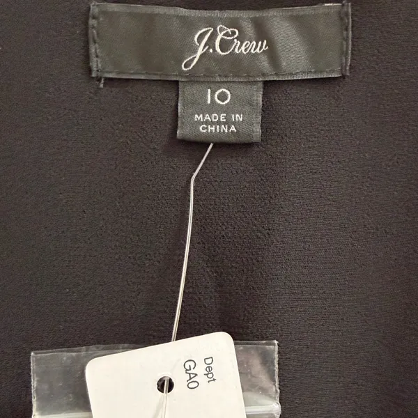 J. Crew Black Velvet Faux‎ Wrap Long Sleeve Tie Waist Blouse Size 10 - Image 4