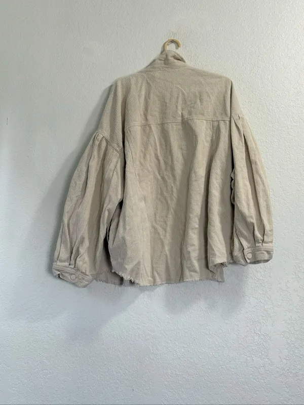 Arula B 2x Corduroy Shacket Womens Raw Hem Snap Front Warm Outerwear - Image 3