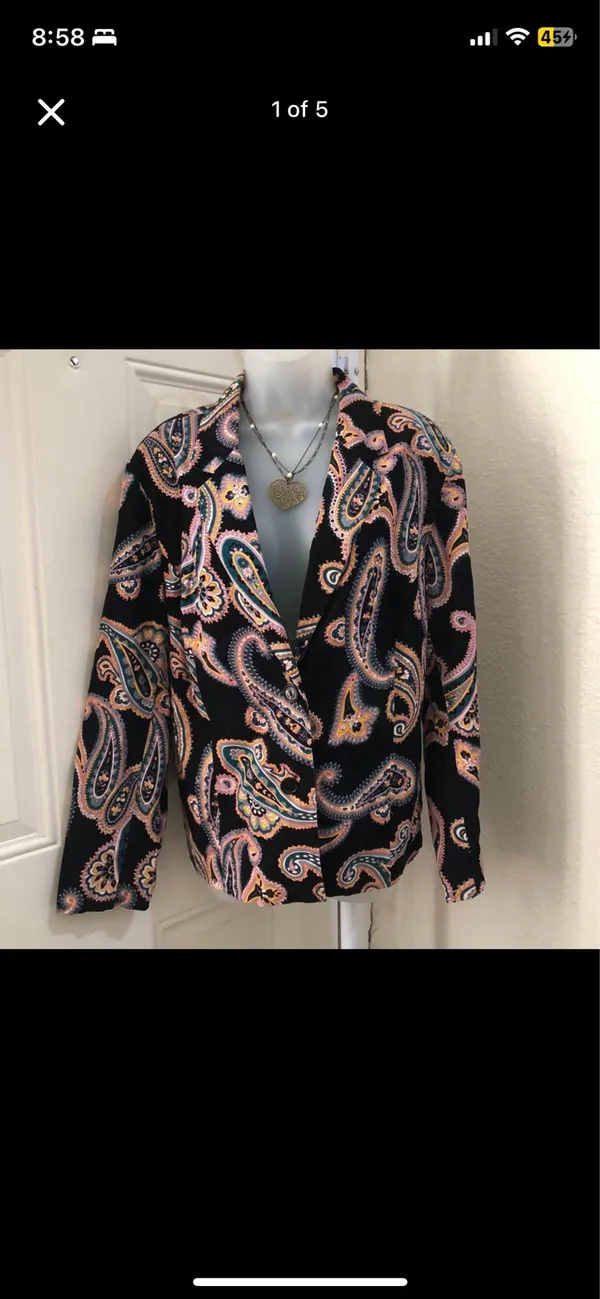 Retro Whimsygoth Gothic Black pink paisley blazer jacket coat shirt multicolored Size L-Measurement in pics - Image 7