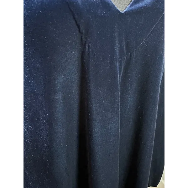Free People Navy Blue Velvet V-Neck Mini Dress Open Back Tie Balloon Sleeve S - Image 2