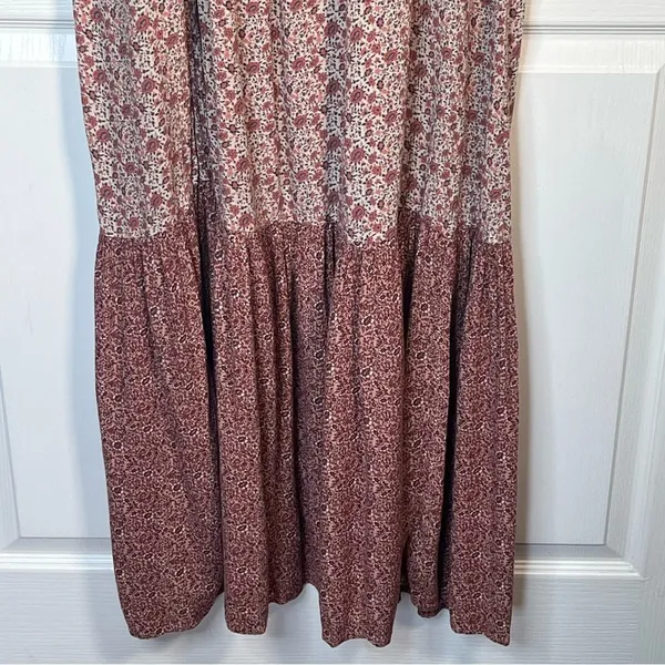 American Eagle Strapless Maxi Dress With Side Slit Sz XL Pink Floral Smocked - Image 4