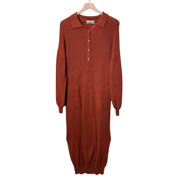 Natural Life On The Road Again Sweater Dress Midi Rust Orange Brown Small Medium - Image 2