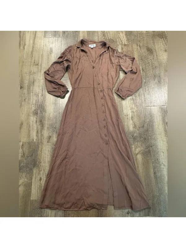 Cloth & Stone Long Sleeve button down midi dress collared Small - Image 3