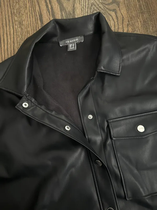 pleather faux leather oversized jacket shacket shirt Size Small - Image 8