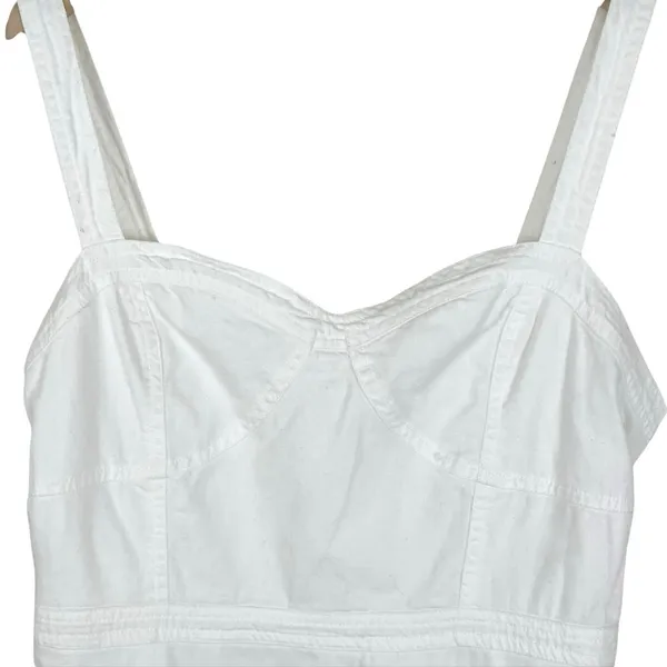 American Eagle Corset Smocked Back Fit & Flare Mini Dress in White Size Large - Image 4