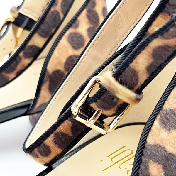 CABI Kiki Leopard Print Faux Calf Hair Adjustable Ankle Strap Block Heels 8 - Image 12