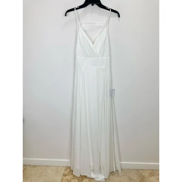 Lulus Romantic Inspiration White Sleeveless Faux Wrap Maxi Dress Wedding M NWT - Image 6