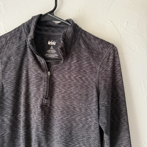 REI Co-op Pullover Womens Small Black Gray Long‎ Sleeve 1/4 Zip Stretch Athletic - Image 2