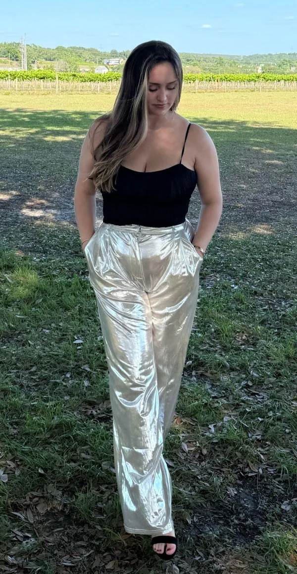 Metallic Gold Pants Size M - Image 2