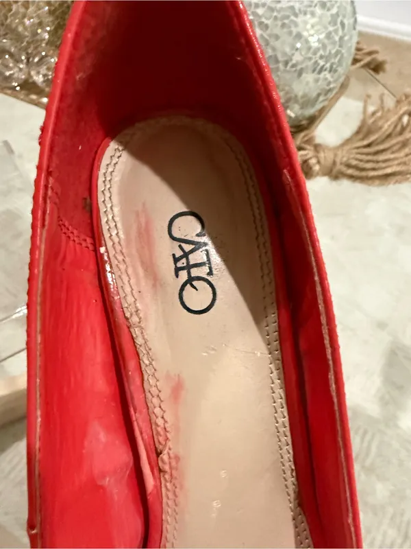 Cato Red Peep-Toe Bow Heels - Image 5