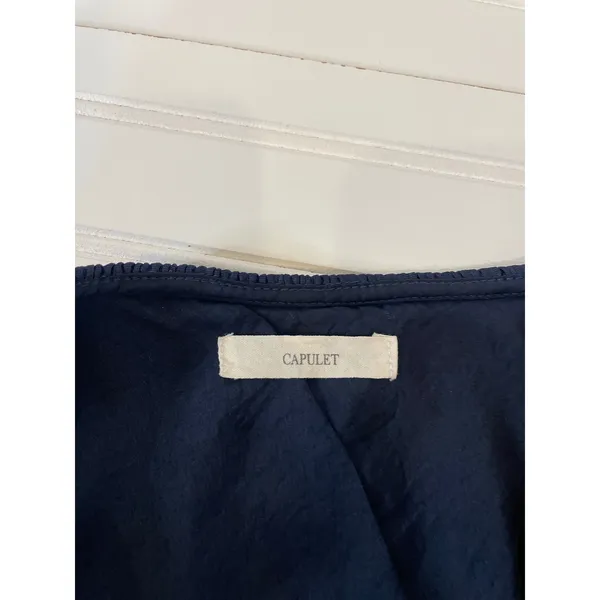 Revolve Capulet Vanessa Navy Blue Ruffle One Shoulder Top Size S - Image 4