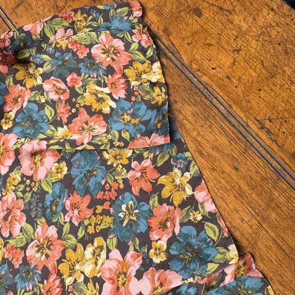 ILLA ILLA Floral Wide Leg Pants Brown Pink Blue Elastic Waist Drawstring Small‎ - Image 3