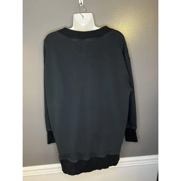 Aerie Sweatshirt Womens XS Black V Neck Oversized Terry Pullover Lounge - Image 5
