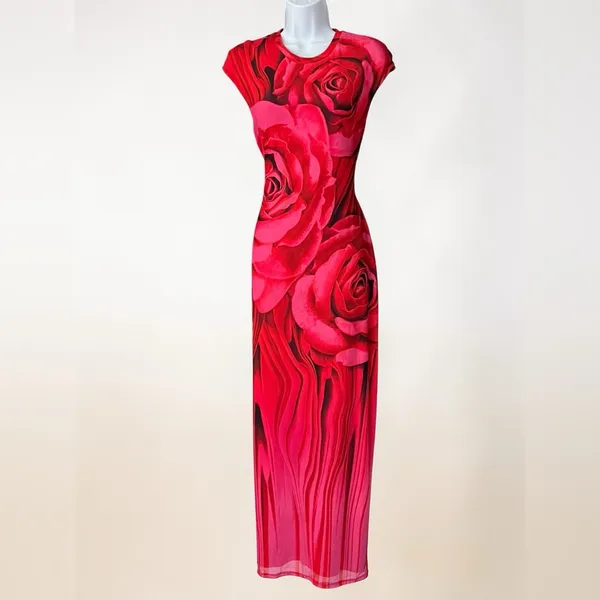 AFRM Vibrant Pink Floral Maxi Dress - Image 5