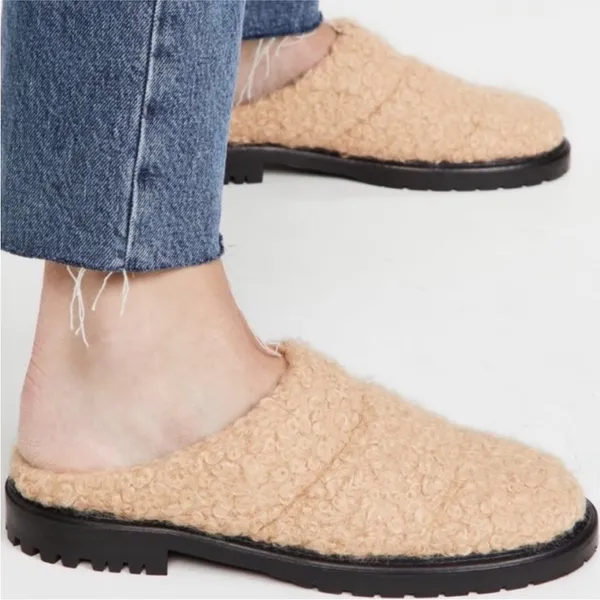 STAUD Astro Mule Clog Lug Sole Quilted Sherpa Shearling Slip-On Doe 9 - Image 2