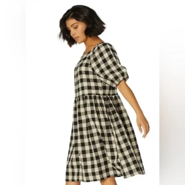 MODCLOTH x PRINCESS HIGHWAY Isabelle Dress Gingham Plaid Cotton Linen Size 10 - Image 4