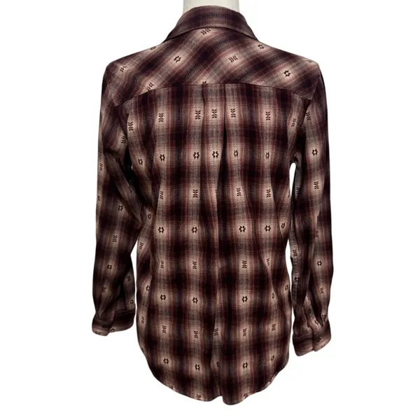 Ariat REAL Western Billie Jean Shirt Plaid Snap Button Cotton Boho Rodeo Small - Image 4