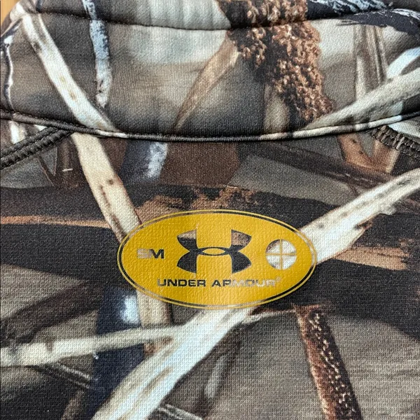 Under Armour Brown Camouflage Jacket quarter zip sweatshirt small duck print - Image 7