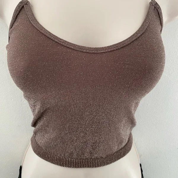 Free People Chocolate Brown shimmer Knit Top - Image 4