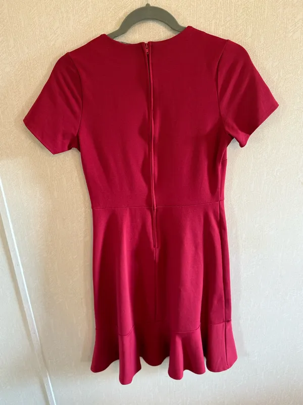 Brigitte Brianna SexyModest Red Ruffle Hem Fit & Flare Dress Size Small - Image 3