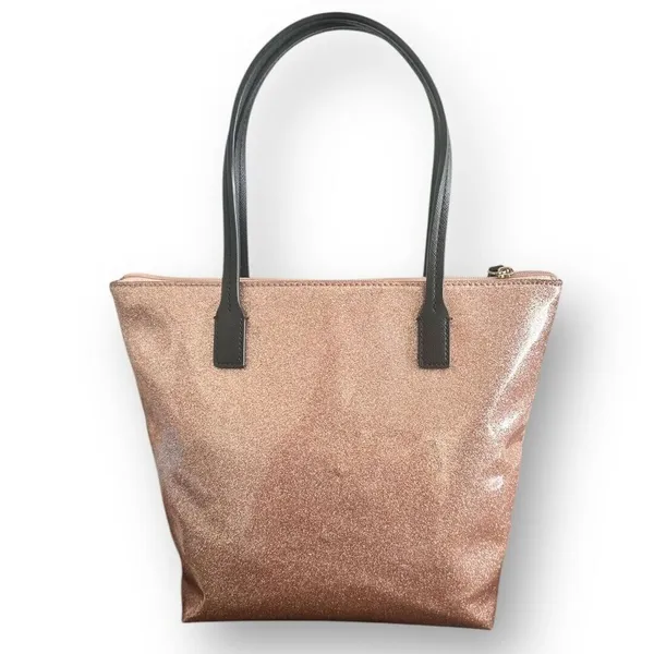 Kate Spade Rose Gold Glitter Small Tote Bag Sparkle Brown Bow‎ Holiday Party - Image 7