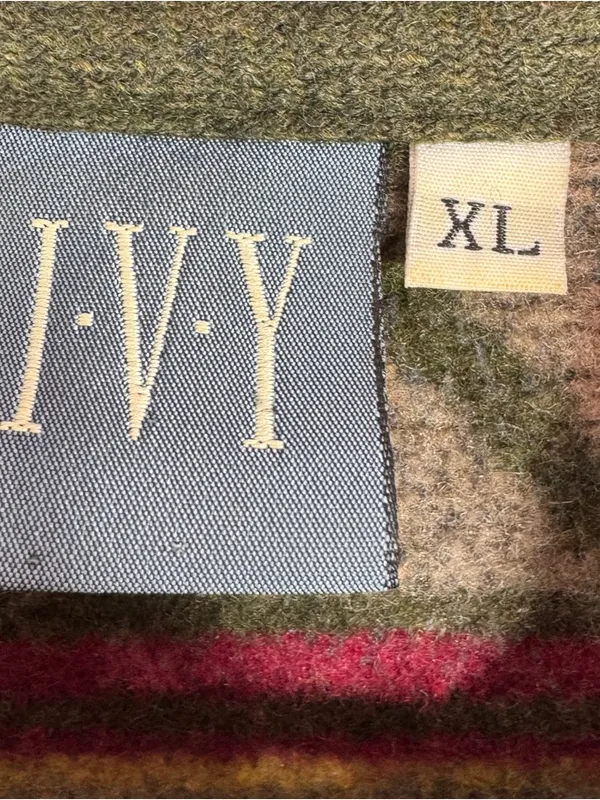 Vintage Ivy Wool Blend Blanket Jacket XL Lodge Print‎ Red Multi Western Gorpcore - Image 9