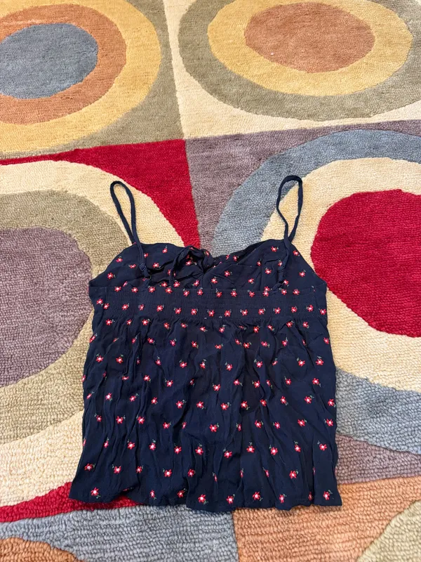 John Galt / Brandy Melville Sasha Tank Top Babydoll Navy Floral Print One Size - Image 4