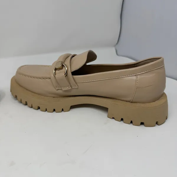 Zara Lug Sole Horsebit Platform Loafers Beige Chunky Slip On Women Size 38 7.5 - Image 9