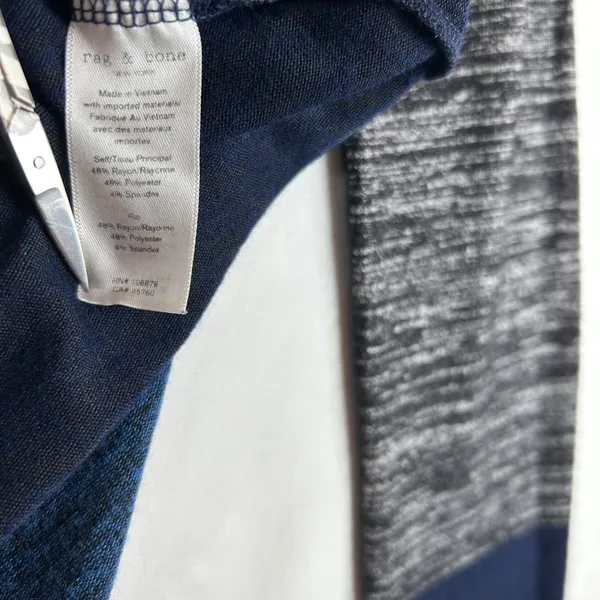 Rag & Bone Blue Gray Colorblock Knit‎ Sweater XS Long Sleeve Hudson Tee - Image 4