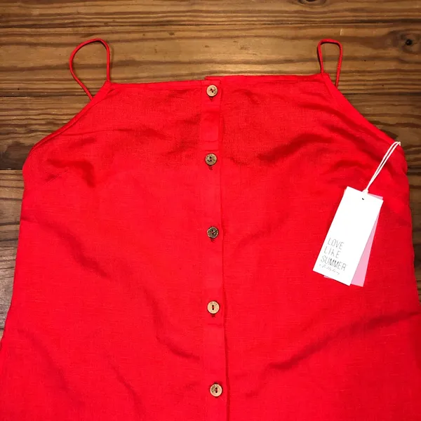 NEW Billabong Love Like Summer Linen Blend Red Dress M - Image 4