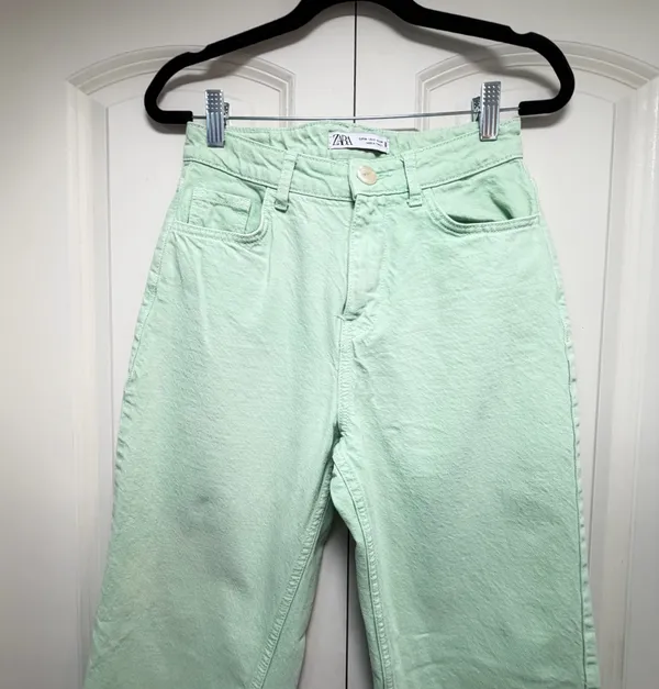 🌿 Not Your Average Blue Denim! 💚 Zara Mint Wide Leg Jeans (US 2 / EUR 34) - Image 9