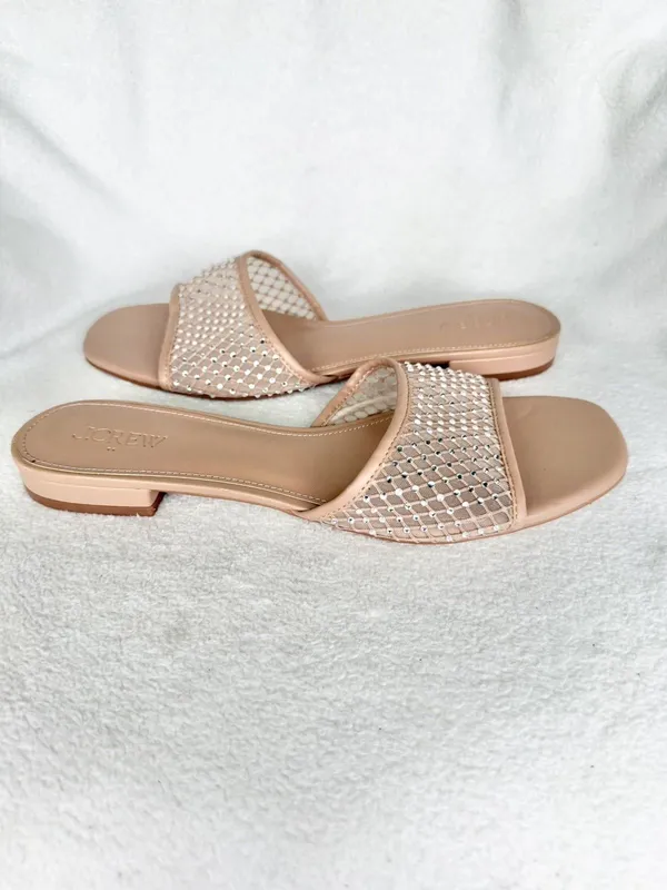 J.Crew Factory Nude Rhinestone Mesh Sparkle Slide Sandals CI954 Sz 10M - Image 10