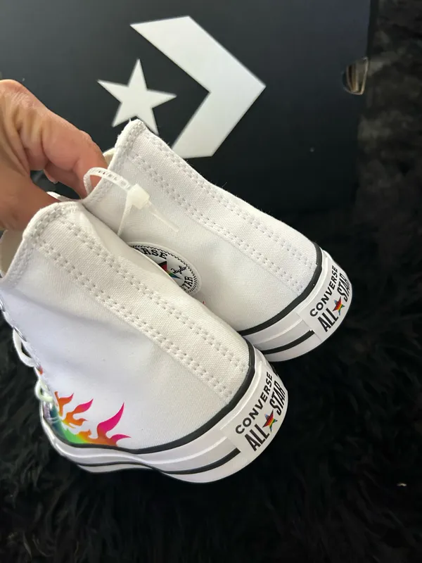 CONVERSE Chuck Taylor all star hi top rainbow flames shoes sneakers women’s 8 new - Image 4