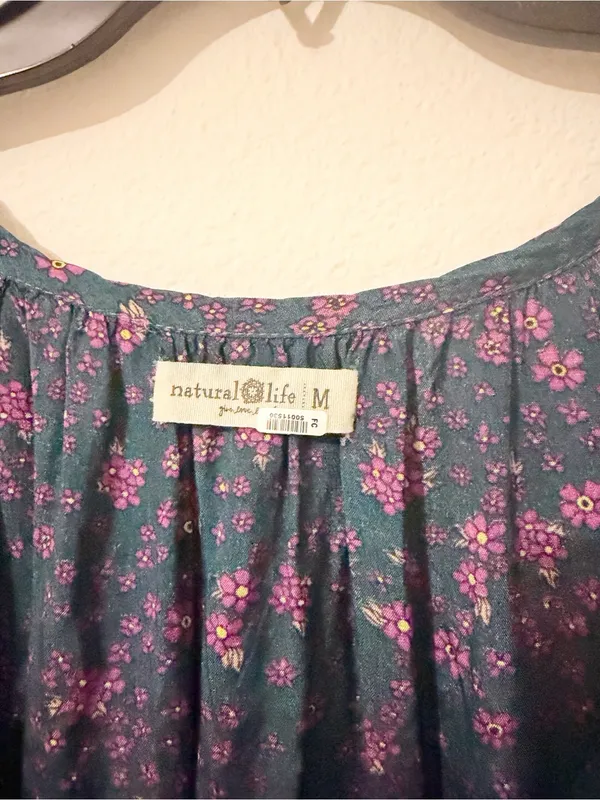 Natural Life Peasant Boho Floral Ruffle Maxi Dress Size Medium M - Image 3