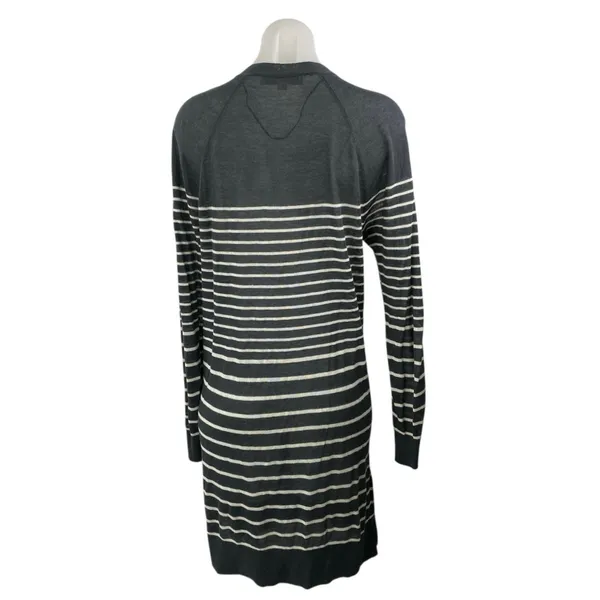 Ann Taylor LOFT Womens Gray Striped Long Sleeve Long Cardigan Sweater Top Size M - Image 2