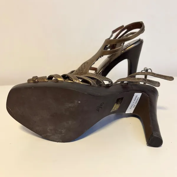 Steve Madden Leather Strappy Peep Toe Ankle Strap High Heel Sandals Bronze 7 - Image 4