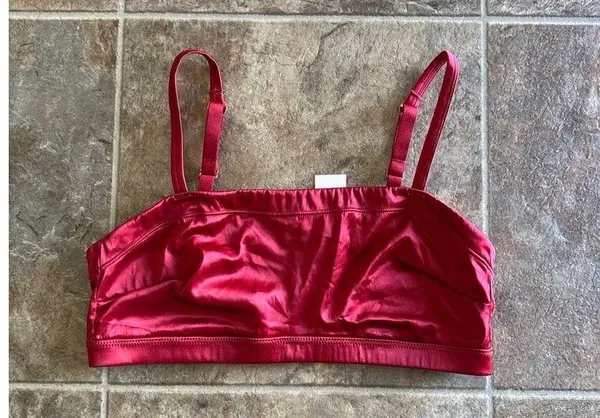 Aerie Satin Stretch Bandeau Sundried Size Small - Image 5