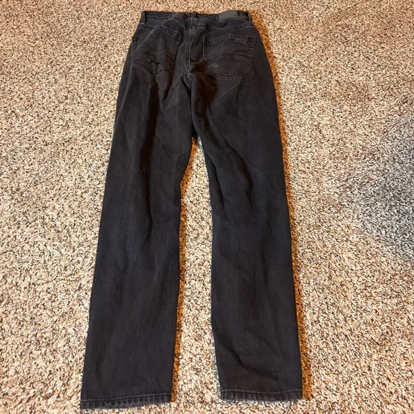 American Eagle Mom Straight Jeans 000 Ripped Distressed Black Denim‎ - Image 8