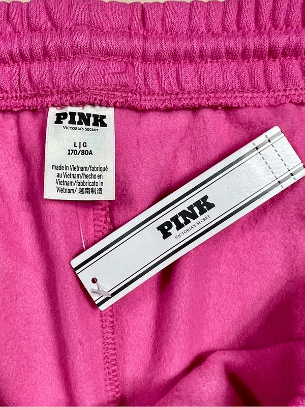 VICTORIA'S SECRET PINK Campus Fleece Rolled Hem Shorts High Rise Relaxed Fit L - Image 9