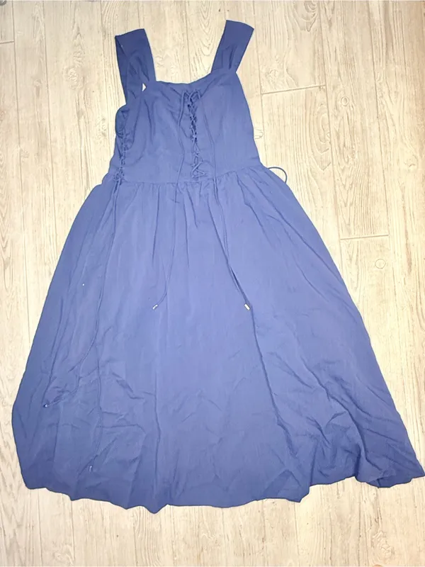 Scarlet darkness blue renaissance whimsical cosplay dress corset front and sides - Image 7