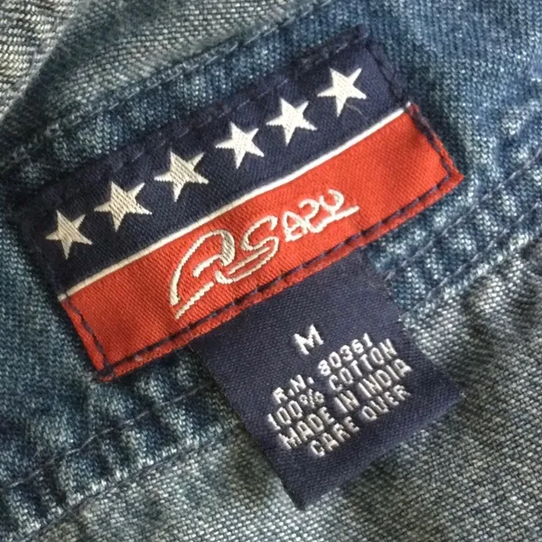 Vintage 90s Agapo Bib Capri Overalls Embroidered Flag - Sz Medium - Image 14