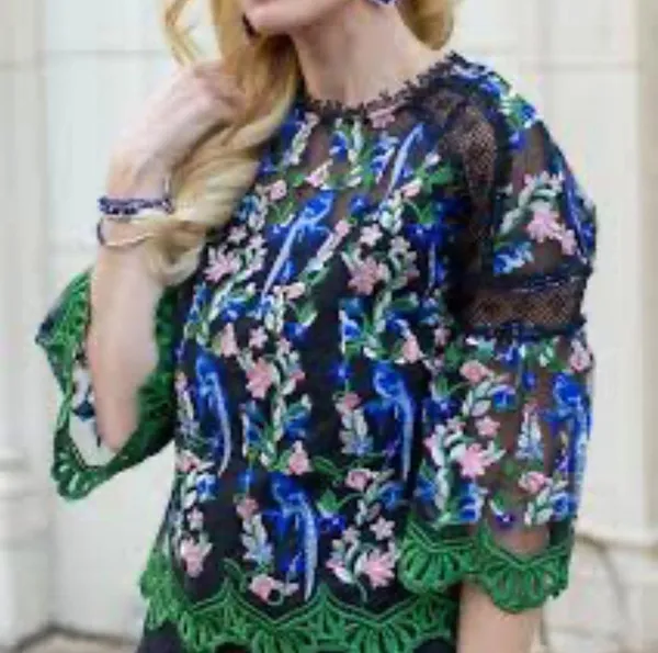 Topshop Floral Peacock Embroidered Crochet Top - Image 11