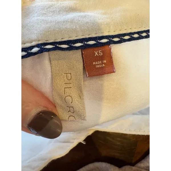 Anthropologie Pilcro‎ Henley Popover Shirt Women XS White Long Sleeve Preppy - Image 11